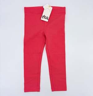 Tea Collection Girls 2T Red Solid Knit Leggings Elastic Waist Stretch